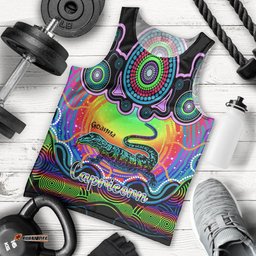 Personalised Australia Capricorn Goanna Zodiac Men Tank Top Auz Astrology Aboriginal - Rainbow