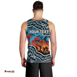 (Custom Personalised) Anzac Day NRL - Sharks Men Tank Top Aboriginal Lizard Patterns
