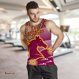 Broncos Super Men Tank Top Indigenous Brisbane