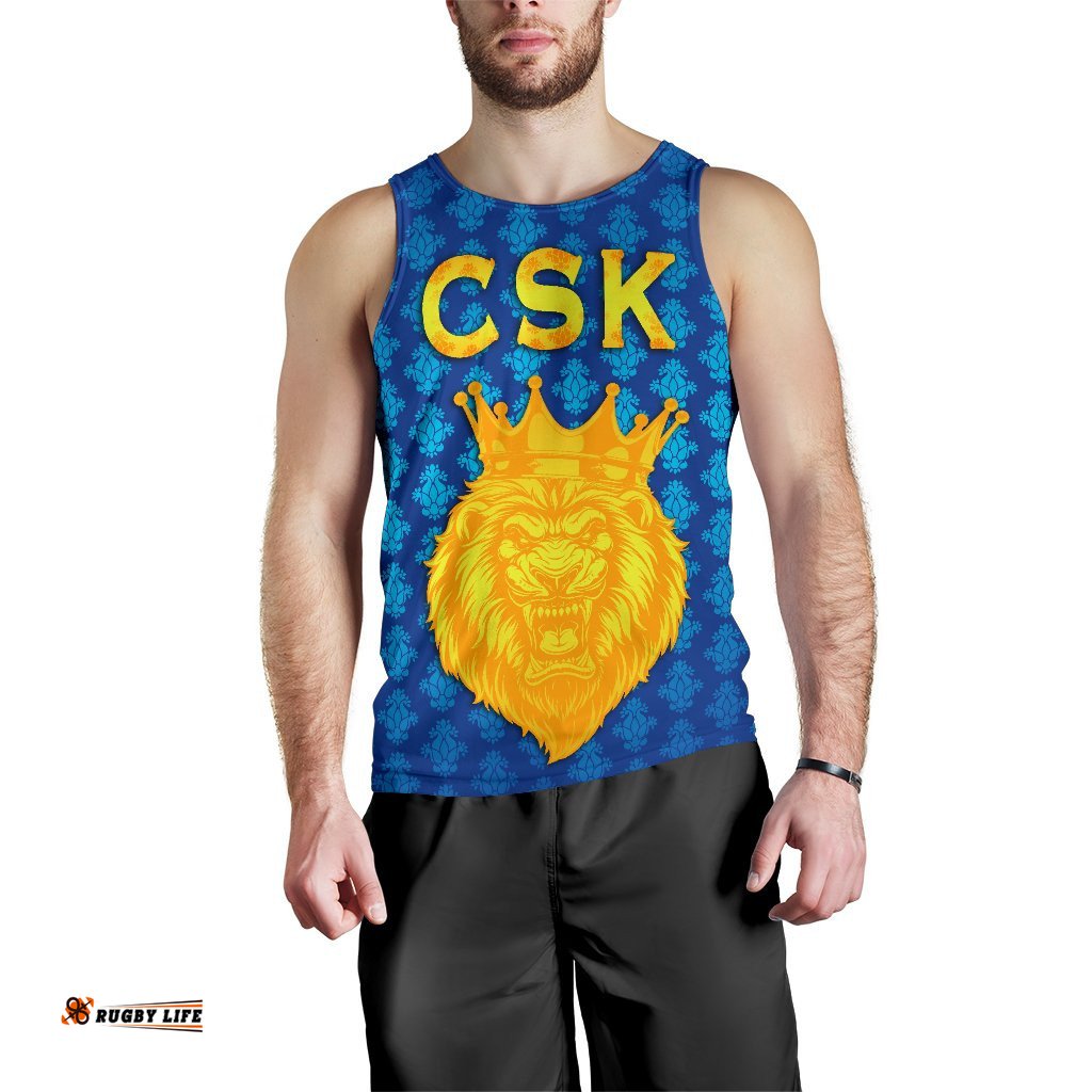 Chennai Super Kings Men Tank Top Cricket Traditional Pride - Blue