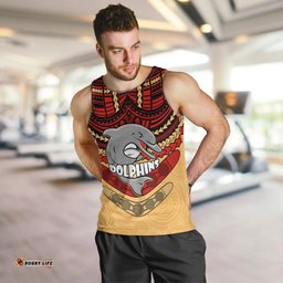 Dolphins Rugby Men Tank Top Polynesian and Aboriginal Vibe