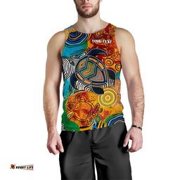 Aboriginal Personalised Men's Tank Top - Turtle Indigenous Art