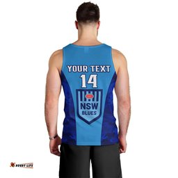 Personalised NSW Rugby Men Tank Top Go Blues Camouflage Sporty Style
