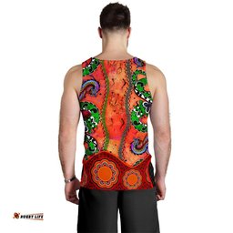 Aboriginal Men's Tank Top - Aussie Indigenous Patterns Orange