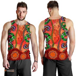 Aboriginal Men's Tank Top - Aussie Indigenous Patterns Orange