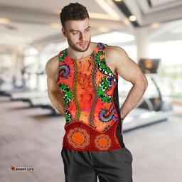 Aboriginal Men's Tank Top - Aussie Indigenous Patterns Orange