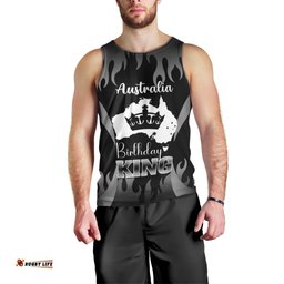 Australia King Birthday Men Tank Top Australian Map With Crown Black Version