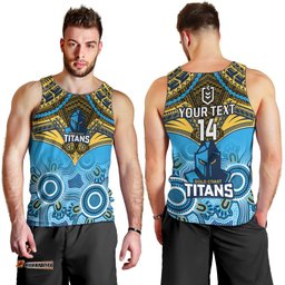 Personalised Titans Rugby Men Tank Top Aboriginal Mix Polynesian Pattern
