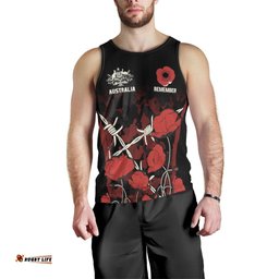 Anzac Men's Tank Top - Anzac with Remembrance Poppy Flower