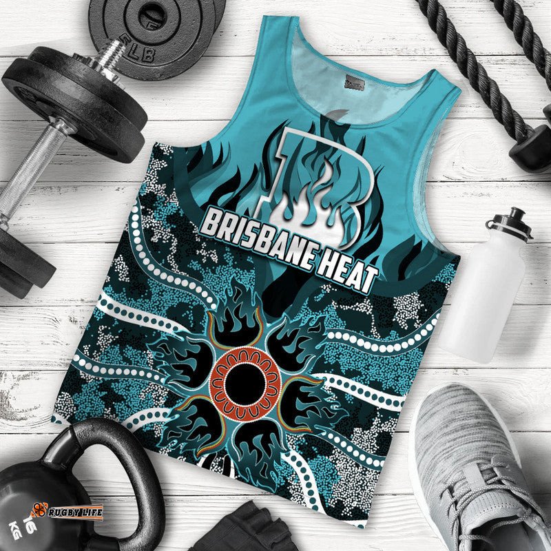 Brisbane Heat Men Tank Top Cricket Dot Aboriginal