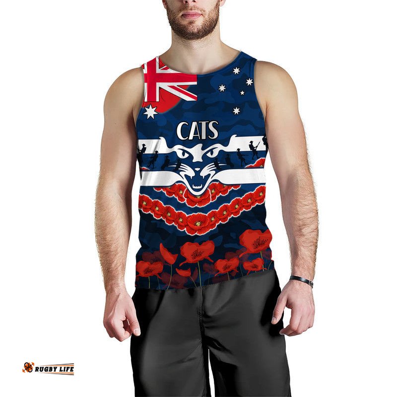 Cats Football ANZAC Men Tank Top Lest We Forget