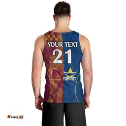 Custom NRL Cowboys and Broncos Men Tank Top Sporty Style