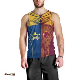 Custom NRL Cowboys and Broncos Men Tank Top Sporty Style
