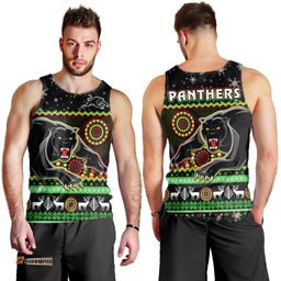 Panthers Christmas Men Tank Top Aboriginal Pattern Penrith Black Version