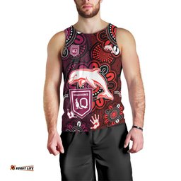 (Custom Text And Number) NRL Dolphins Combine Queensland Origin Men Tank Top Indigenous Aboriginal Style