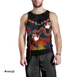 Aboriginal Men's Tank Top, Australian Boomerang and Snake Indigenous Art
