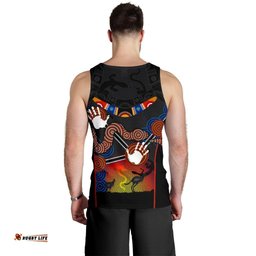 Aboriginal Men's Tank Top, Australian Boomerang and Snake Indigenous Art