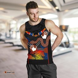Aboriginal Men's Tank Top, Australian Boomerang and Snake Indigenous Art
