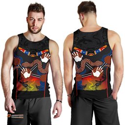 Aboriginal Men's Tank Top, Australian Boomerang and Snake Indigenous Art