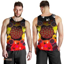Aboriginal Men's Tank Top, Indigenous Circle Dot Painting Hand Art