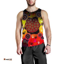 Aboriginal Men's Tank Top, Indigenous Circle Dot Painting Hand Art