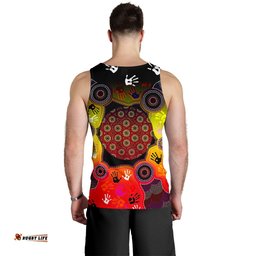 Aboriginal Men's Tank Top, Indigenous Circle Dot Painting Hand Art