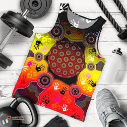 Aboriginal Men's Tank Top, Indigenous Circle Dot Painting Hand Art