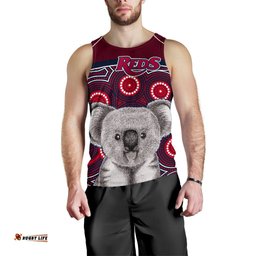 Reds Rugby Australian Men Tank Top Simple Indigenous Queensland