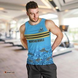 Personalised Australia Rugby Men Tank Top Norths Devils Indigenous Art