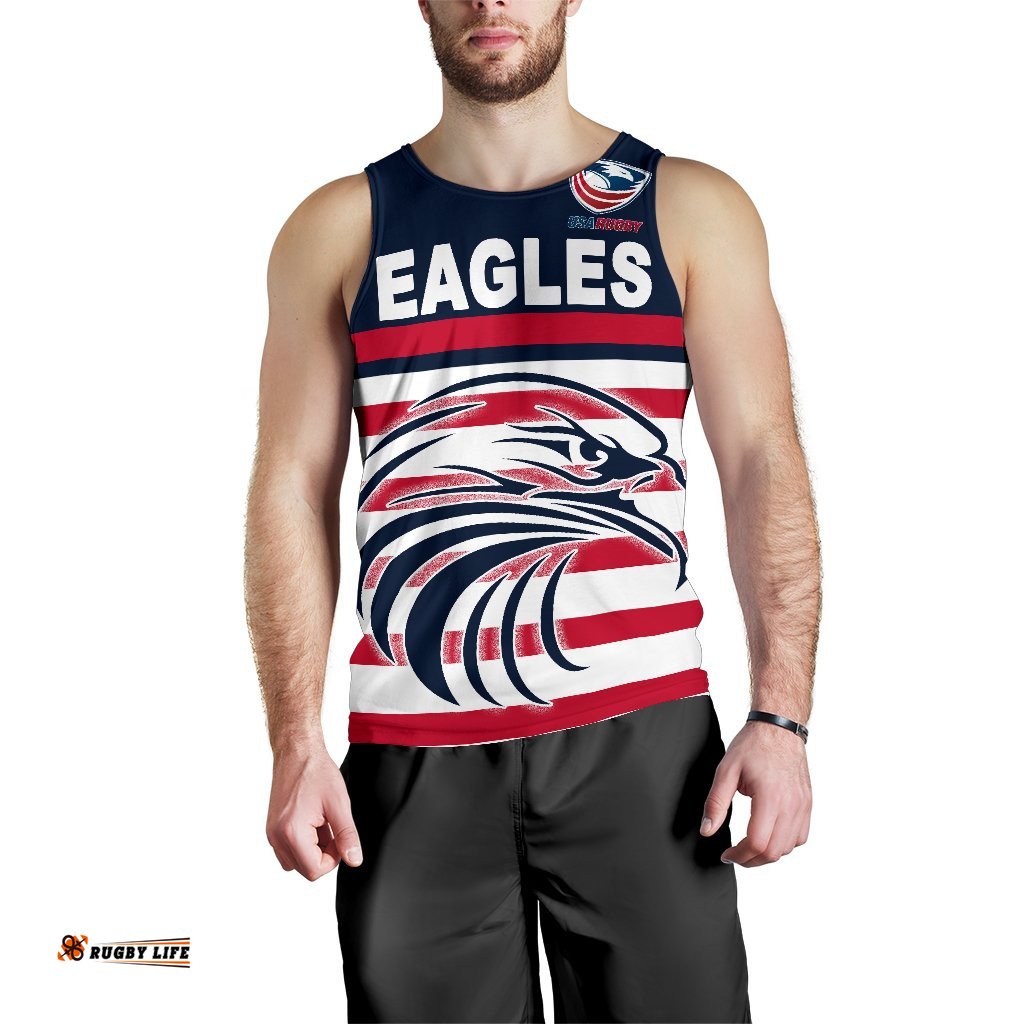 USA Rugby Men's Tank Top Eagles Simple Style - Navy