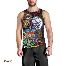 Bulldogs Football Aboriginal Art Men Tank Top NAIDOC Indigenous Tribal