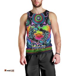 Personalised Australia Pisces  Platypus Zodiac Men Tank Top Auz Astrology Aboriginal - Rainbow