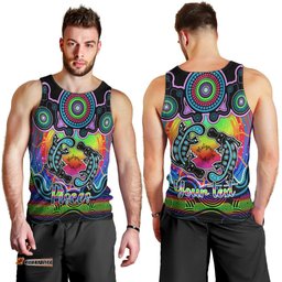 Personalised Australia Pisces  Platypus Zodiac Men Tank Top Auz Astrology Aboriginal - Rainbow