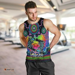 Personalised Australia Pisces  Platypus Zodiac Men Tank Top Auz Astrology Aboriginal - Rainbow