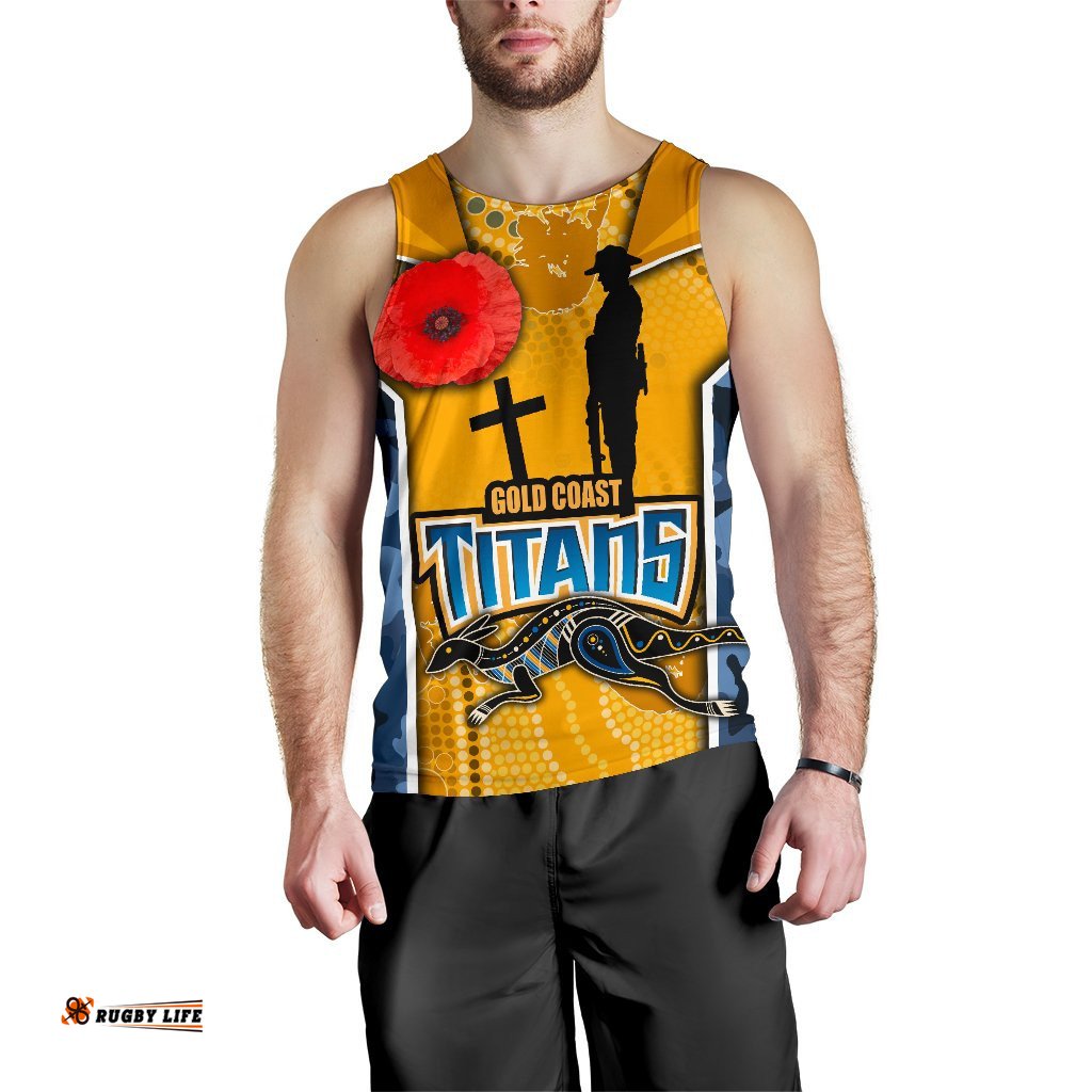 Titans Men's Tank Top Gold Coast Anzac Day Armor Version