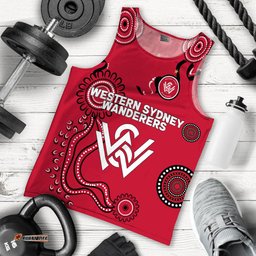 (Custom Personalised) Western Sydney Wanderers Men Tank Top - Indigenous Dot Painting Art -