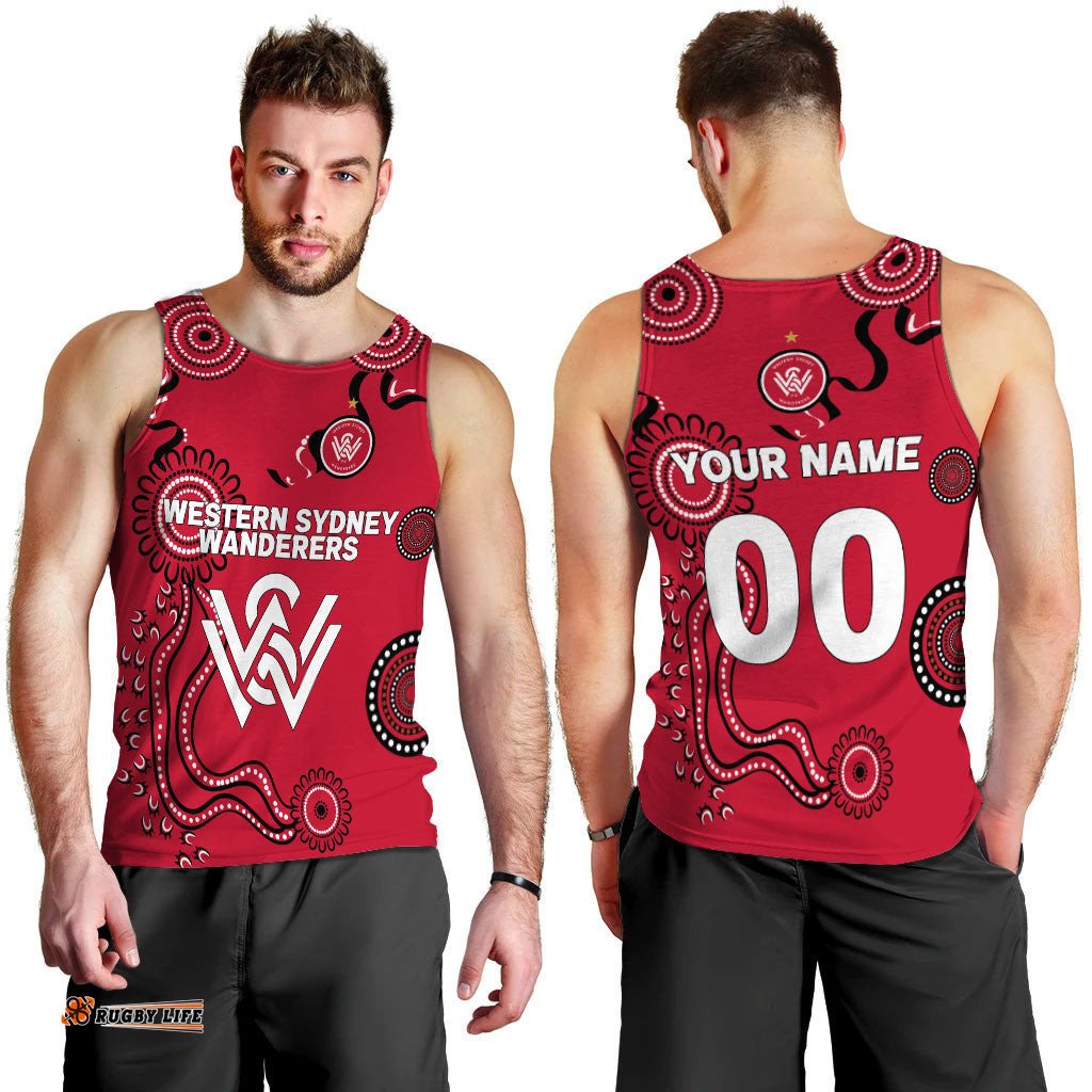 (Custom Personalised) Western Sydney Wanderers Men Tank Top - Indigenous Dot Painting Art -
