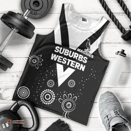 Western Suburbs Magpies Men Tank Top - Indigenous Dot Painting Art -