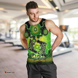 Personalised Australia Pisces  Platypus Zodiac Men Tank Top Auz Astrology Aboriginal - Green