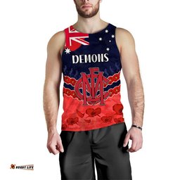 Demons Football ANZAC Men Tank Top Lest We Forget