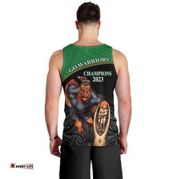 Warriors Rugby Men Tank Top Go Champions Aotearoa Mascot With Polynesian Maori Pattern