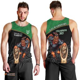 Warriors Rugby Men Tank Top Go Champions Aotearoa Mascot With Polynesian Maori Pattern