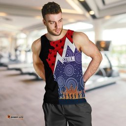 Melbourn Storm Rugby Men Tank Top Anzac Day Thunder Style