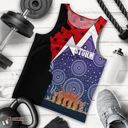 Melbourn Storm Rugby Men Tank Top Anzac Day Thunder Style