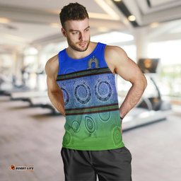 Men Tank Top - Turtle With Dhari Mask Snake Patterns-