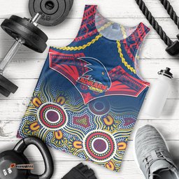 Adelaide Crows Football Men Tank Top Aboriginal Mix Polynesian Pattern