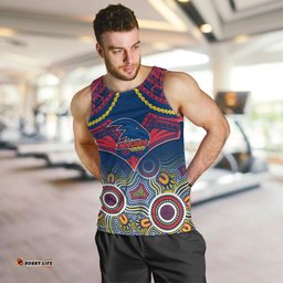 Adelaide Crows Football Men Tank Top Aboriginal Mix Polynesian Pattern