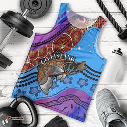 (Custom Personalised) Australia Men Tank Top Go Fishing Aboriginal Art