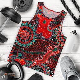 Men's Tank Top - Aboriginal Animal & Dot Acrylic Paint