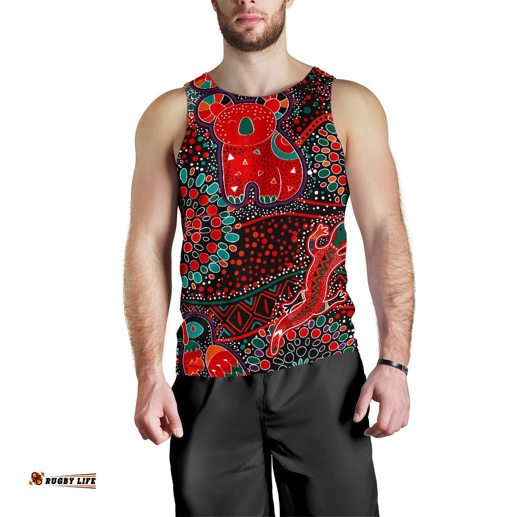 Men's Tank Top - Aboriginal Animal & Dot Acrylic Paint